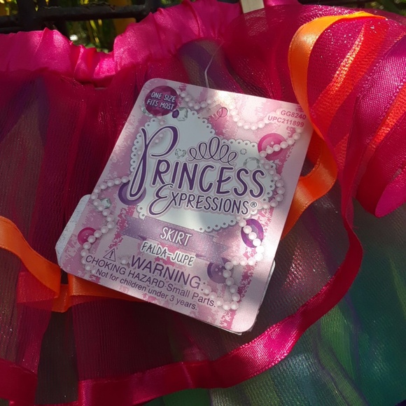 Tutu Skirt Tulle Ribbon Bright Rainbow Colors Prin - Picture 6 of 6